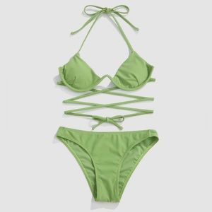 NEW - Cider Green string wrap underwire bikini